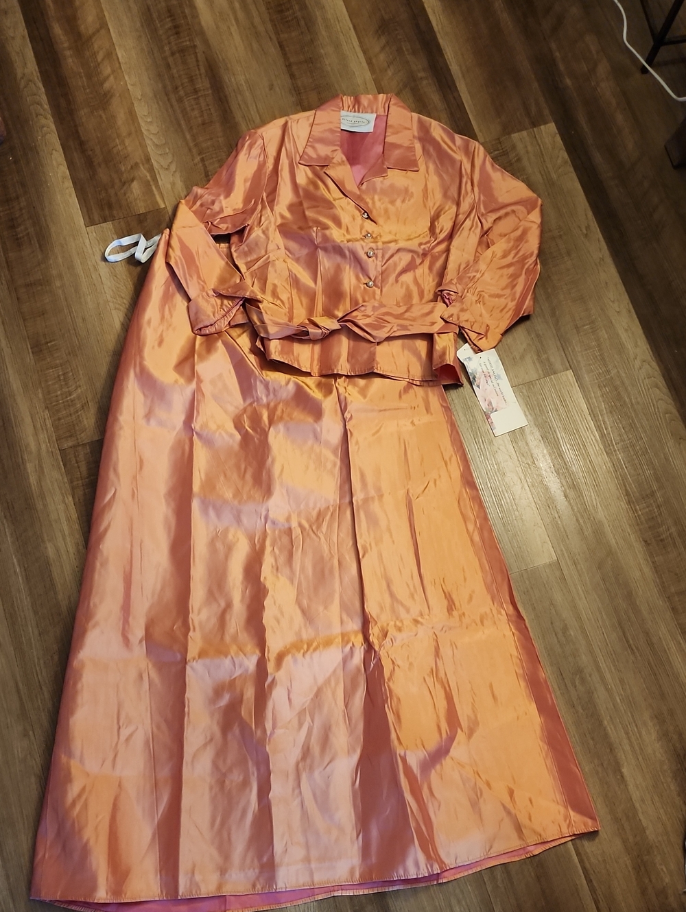 NWT Alfred Angelo Copper Satin Formal Gown Jacket Set Vintage Y2K